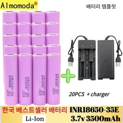 リチウム電池充電器,純正ncr18650 35e,強力な電源パッケージ,3セル,3500mah,1〜20個,2024,送料無料