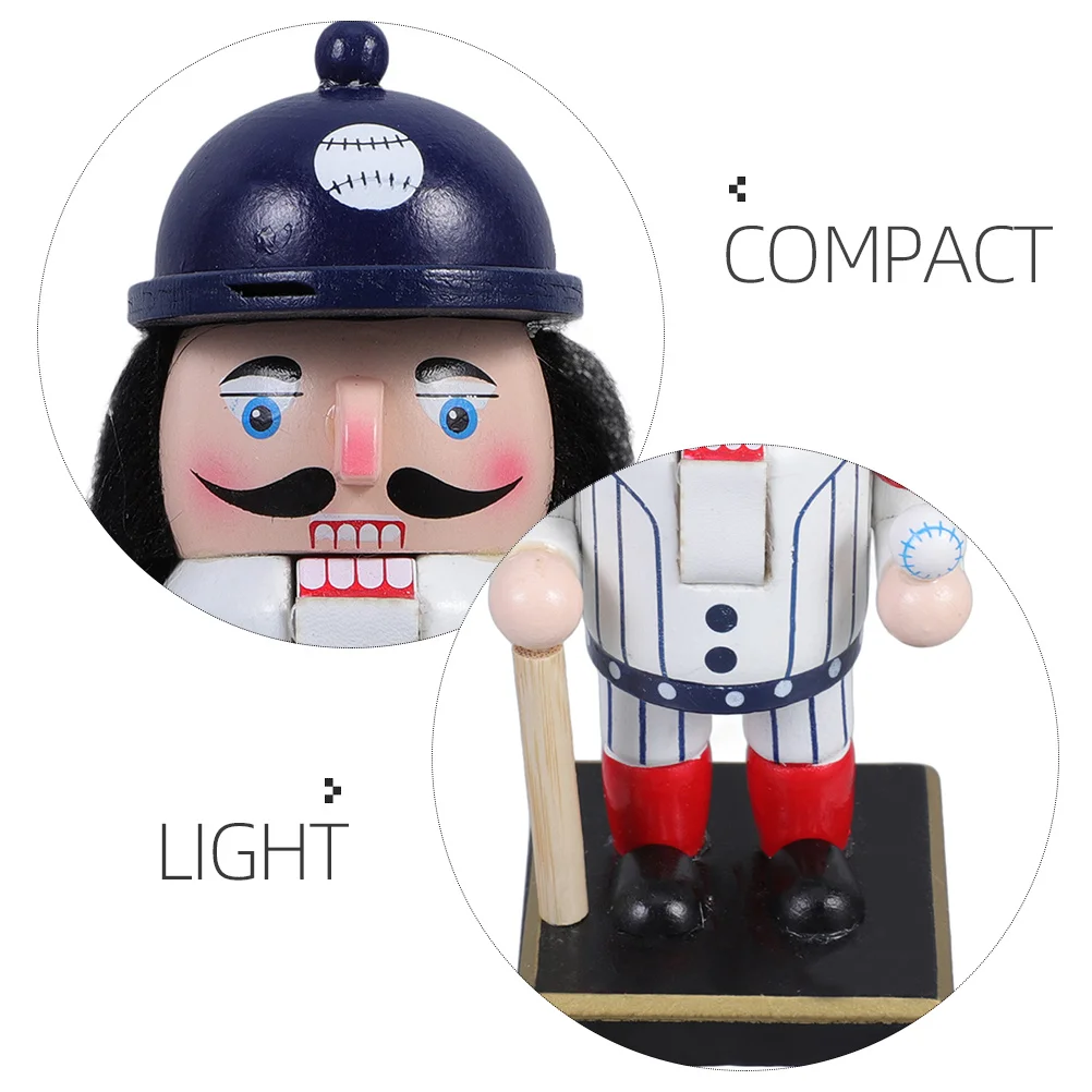 

Baseball Player Nutcracker Wooden Desktop Decoration Small Sports Ornament for Party Supplies Birthday Celebrations and Home
