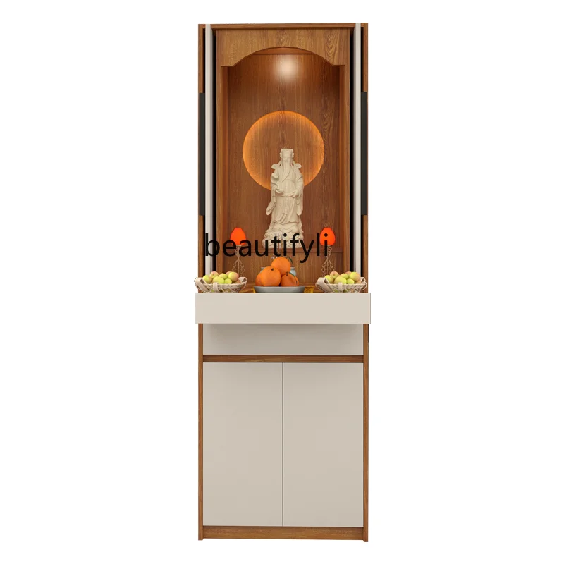 

with Door Modern Light Luxury Small God of Wealth Ancestor God Position Counter Clothes Closet Home Worship Incense Table