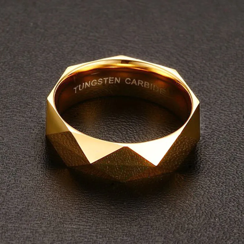 Three Colors Gold/Rose Gold Color Male Tungsten Carbide Ring Highly Polished Shining Wedding Engagement Party Ring for Men