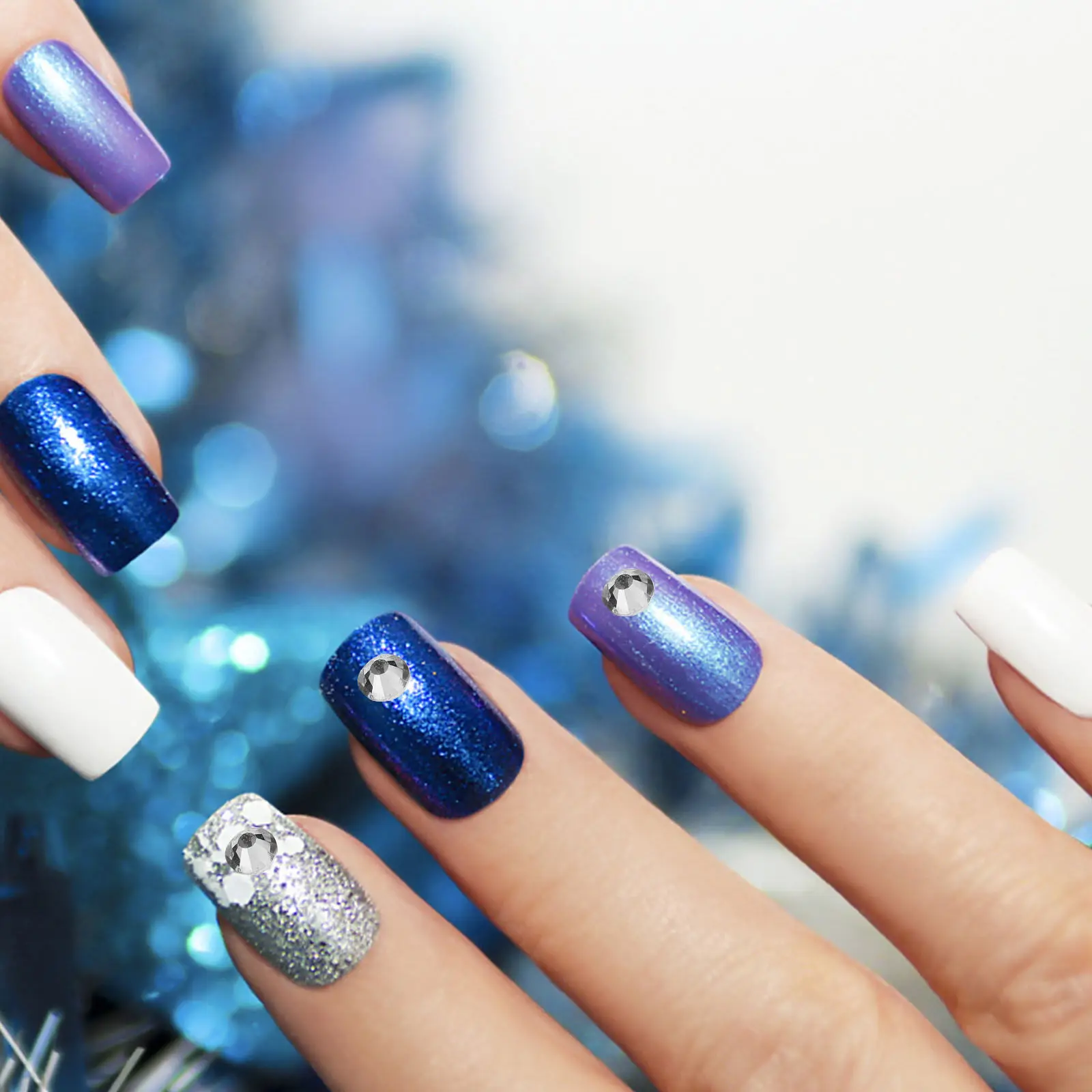 1 ボックスプレミアムネイルチャームフラットバックラインストーンネイルアート DIY デコレーションアクリルネイルマニキュアクラフト装飾用