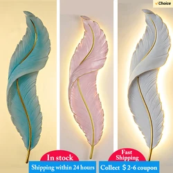 Modern LED Feather Wall Lamps Resin Lamp Bedroom Bedside Living Room Background Wall Hallway Home Decor Lustres Indoor Lighting