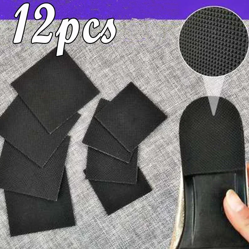 

12pcs Black Non-slip Shoe Sole Protector High Heel Sandal Wear-resistant Outsole Pad Rubber Frosted Mat Shoes Bottom Stickers