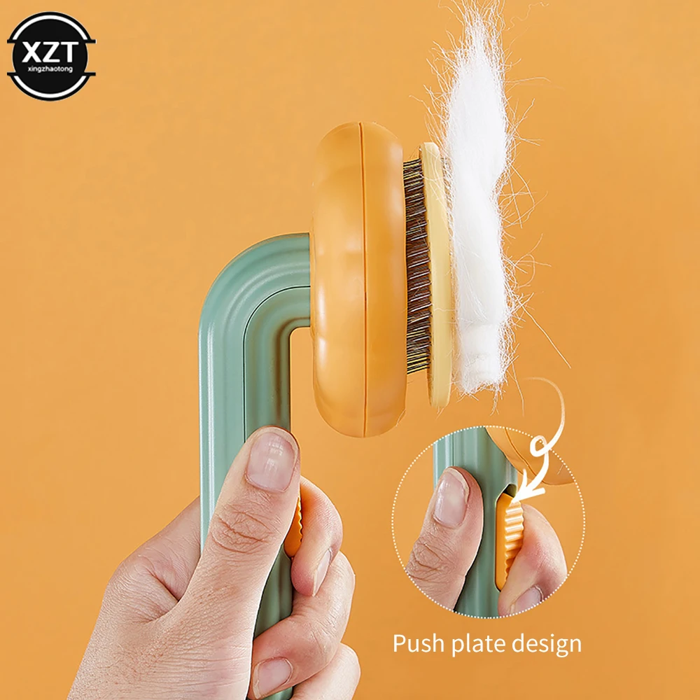 Pumpkin Cat Brush Comb For Pet Grooming Removes Loose Underlayers Tangled Hair Remover Brush Pet Hair Shedding Self Cleaning