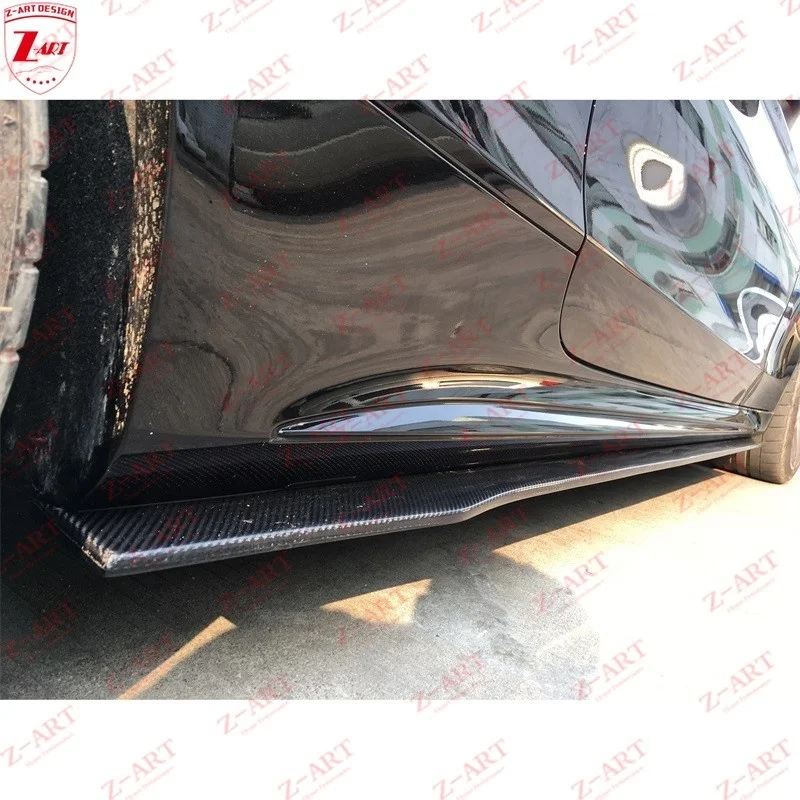 Z-ART 2015-2019 real carbon fiber side skirt for C63 Coupe Sedan carbon fiber side spoiler for W205 C63 carbon fiber side chin