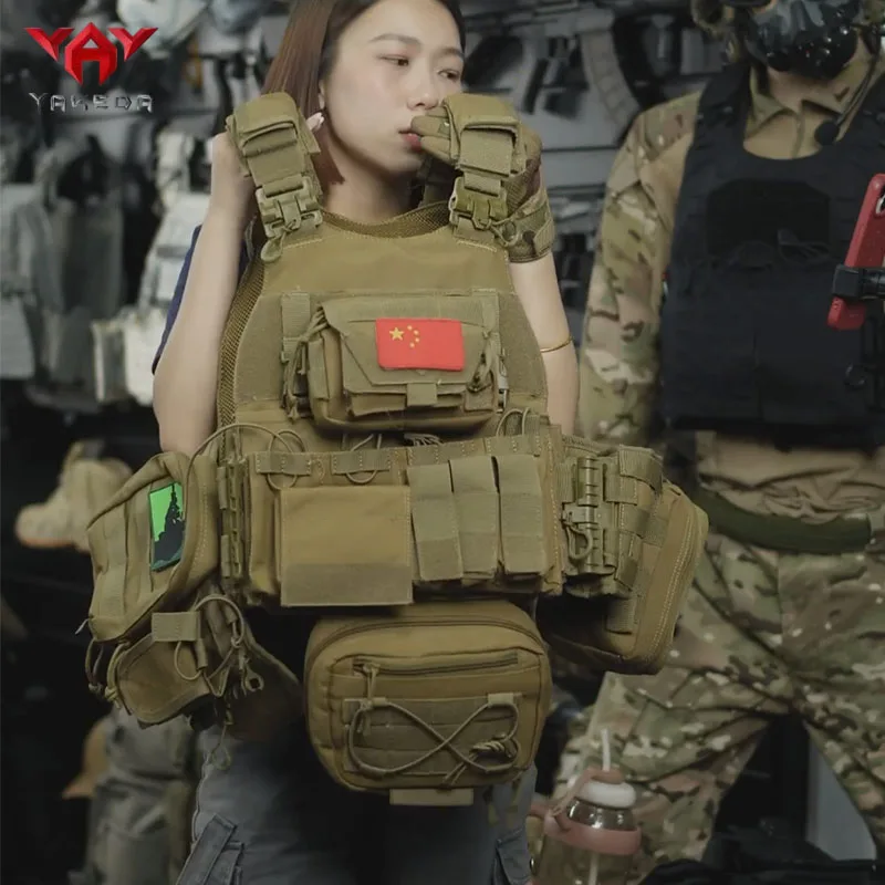 

YAKEDA Quick Release Chaleco Tactical Plate Carrier Molle Crotch Protection Tactical Vest 1000D polyester