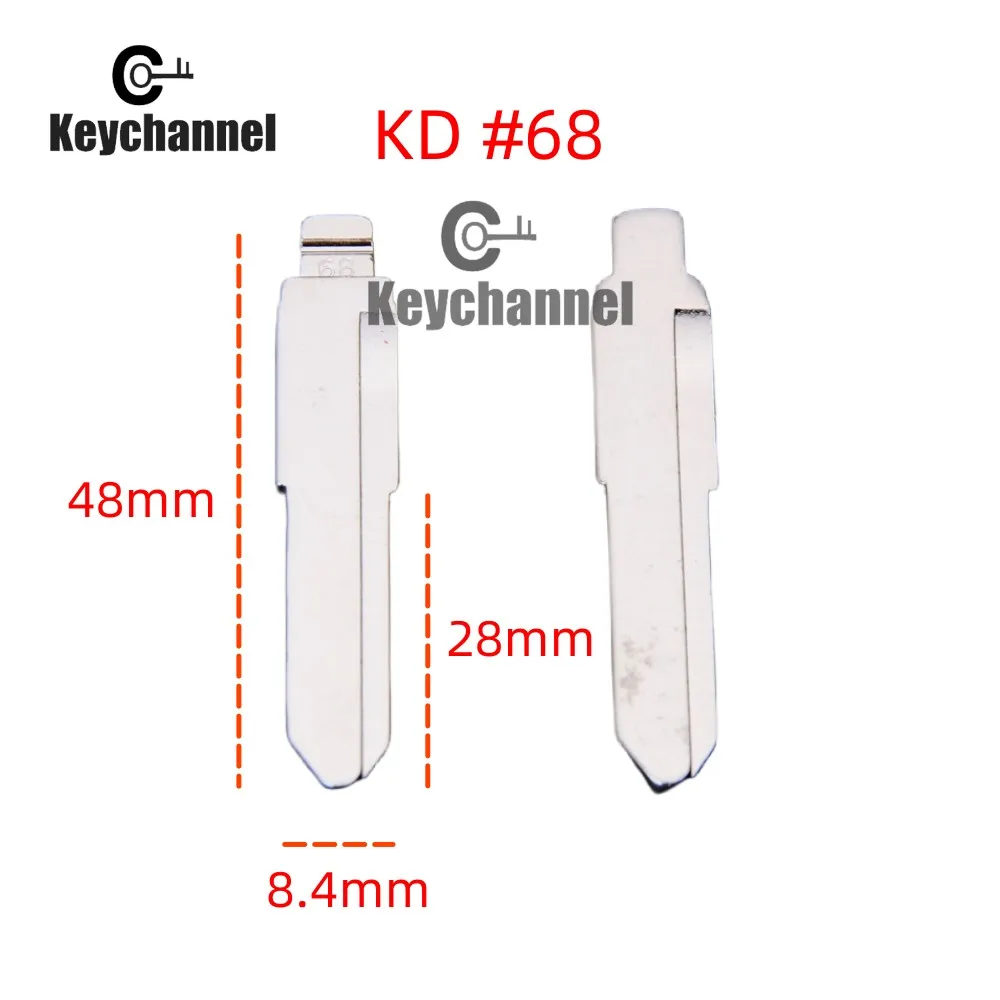 

keychannel 10pcs Uncut Universal Car Key Blade #68 KD Remote Blank Spare Key Head for Lioncel V3 Flip Remote Locksmith Tool