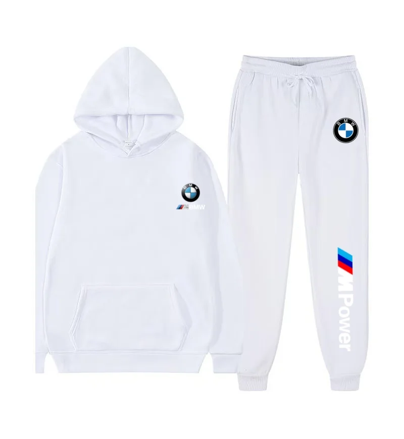 BMW المحدودة العلامة التجارية الجديدة الرجال الخريف والشتاء هوديي مجموعات قميص رياضي غير رسمي بذلة رياضية سوبر سيارة رياضية + الركض بانت
