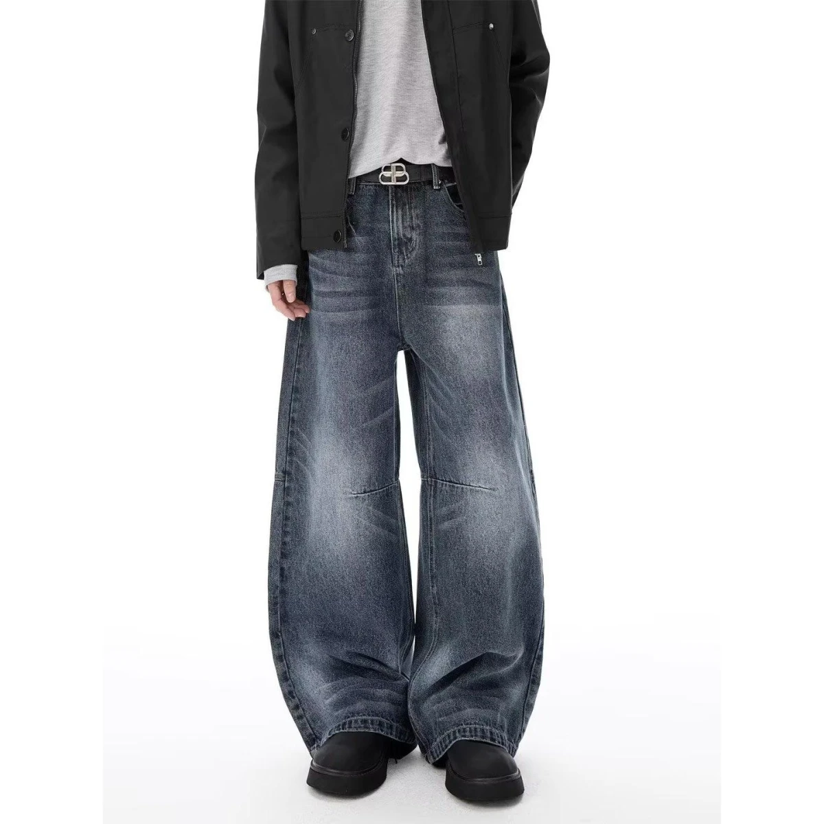 

Loose Straight Leg Men's Jeans Wide Leg Dir Knife Casual Faion Cotton Polyester Blend Spring Autumn Loose Flared Pants