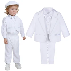 Baby Boy Baptism Outfit Infant Tuxedo Christening Wedding Birthday Celebration Formal Gentleman Suit White 6 Months to 3 Years