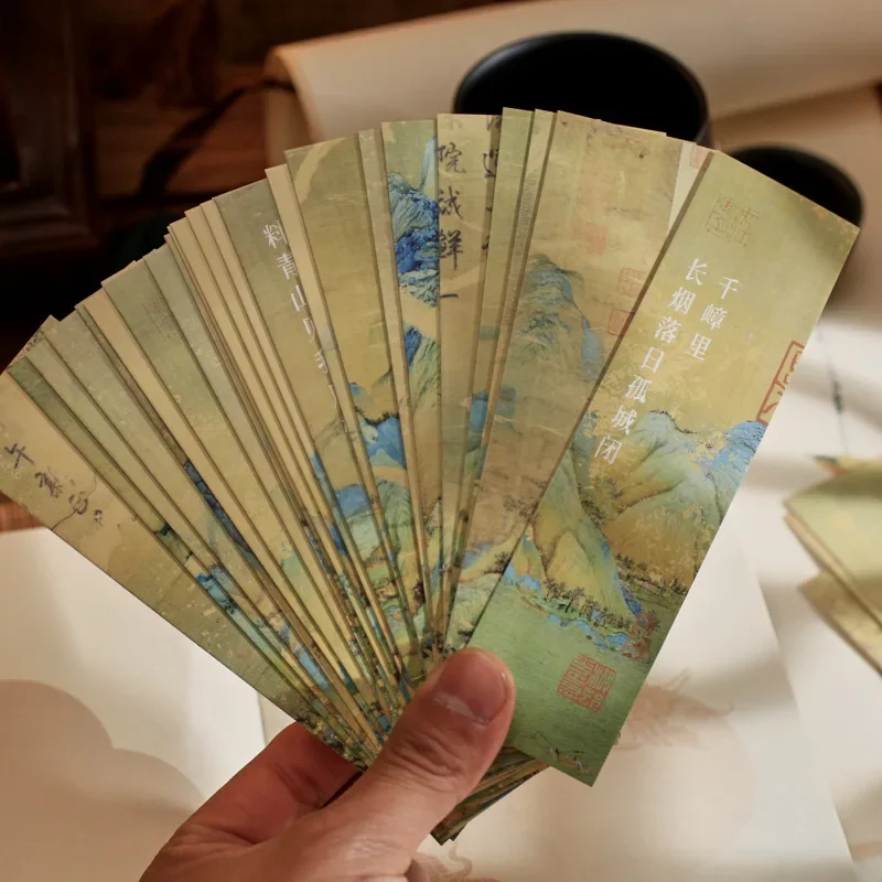 30 Sheets Bronzing Classic Chinese Style Calligraphy  Bookmark for Pages Books Readers Children Collection