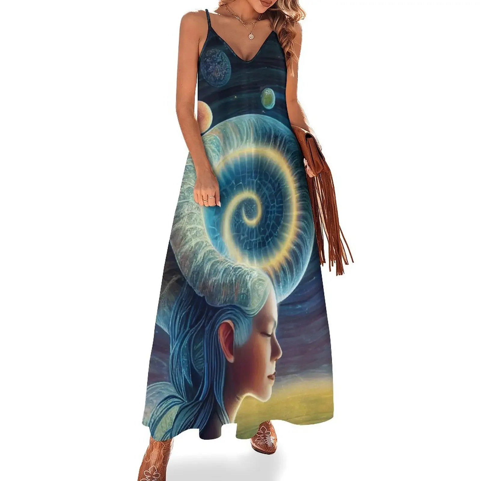 

Faerie With Spiral Horn Sleeveless Dress women dresses Woman clothes dresses for women