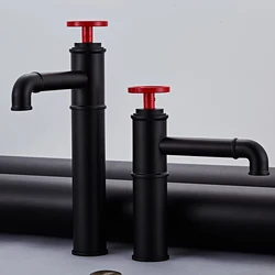 Becola Personalized Creative Faucet Matt Black and Red Color Basin Brass Tap Bathroom Sink Washbasin Basin Mixer Faucet