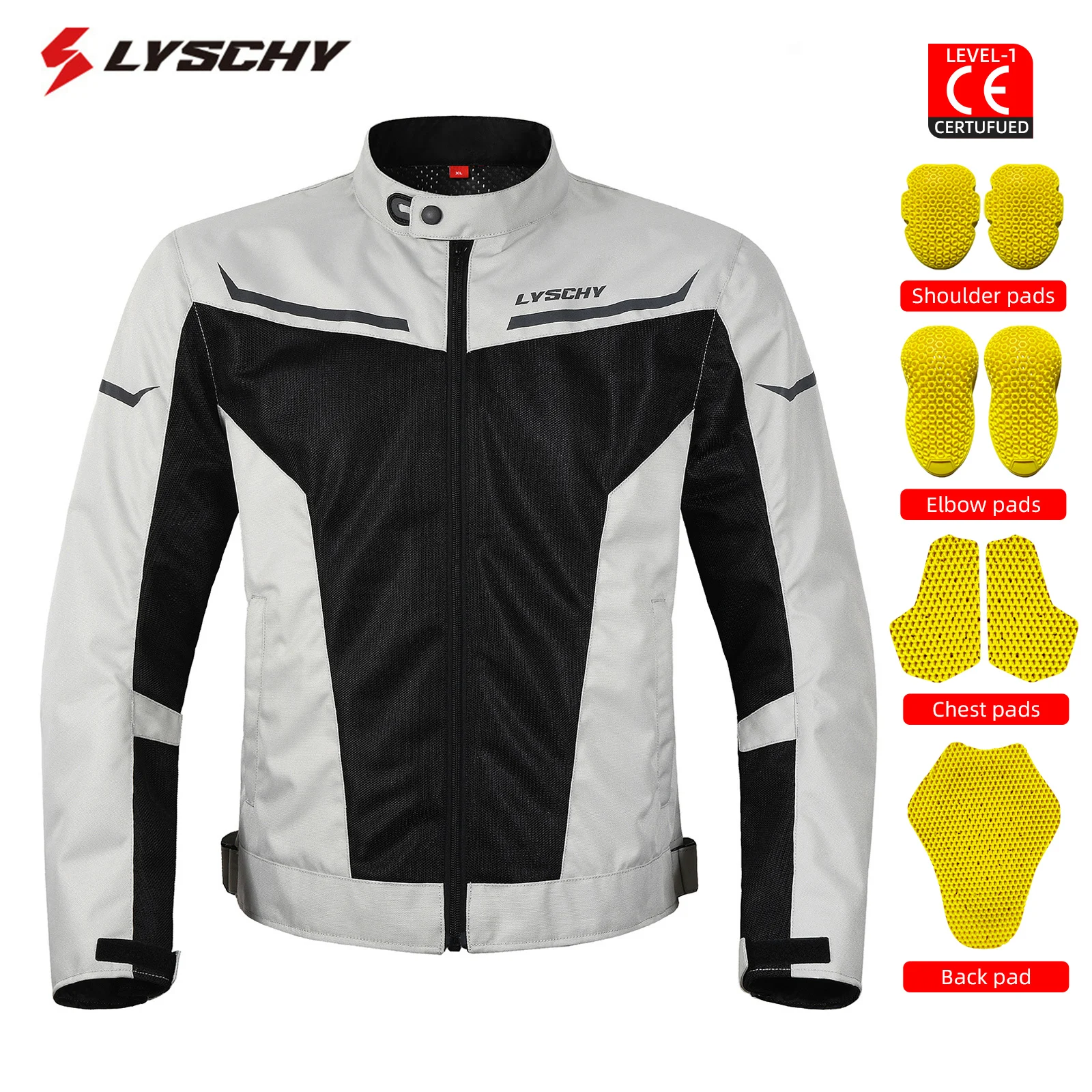 

LYSCHY Motorcycle Jacket Summer Mesh Breathable Reflective Motorbike Jacket Men CE Anti-drop Wear-resistant Moto Cycling Jacket