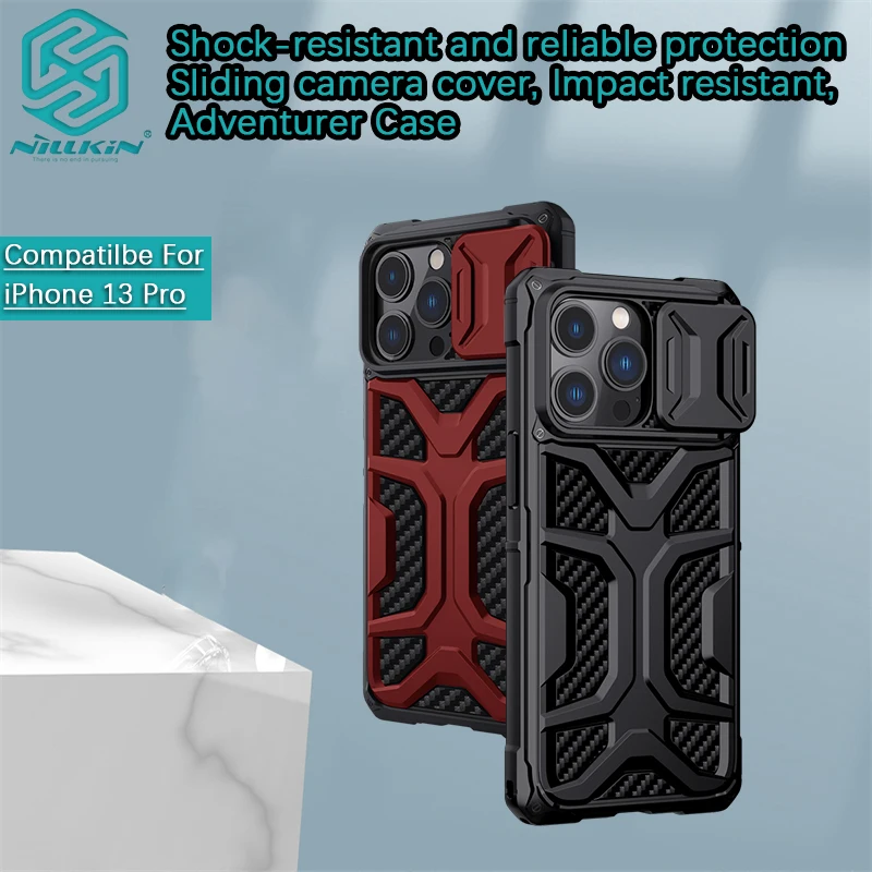 for iPhone 13 Pro Max/13 Pro/13 Nillkin Adventurer Case Lens sliding cover and sliding window protective phone Case shell TPU+PC