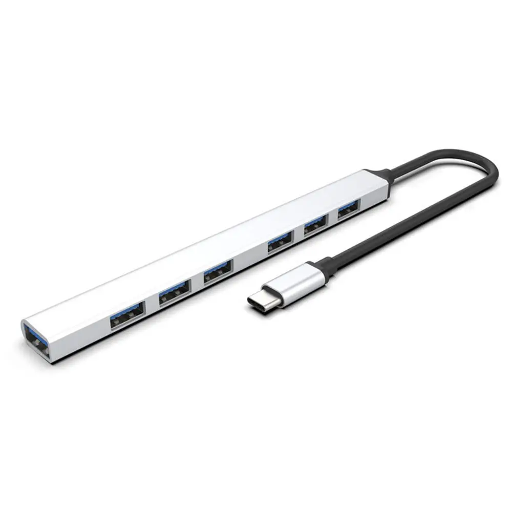 Mouse Keyboard Aluminium Alloy OTG Adapter Data Transmission Splitter 7 Ports USB 3.0 Expander Docking Station Type-C HUB
