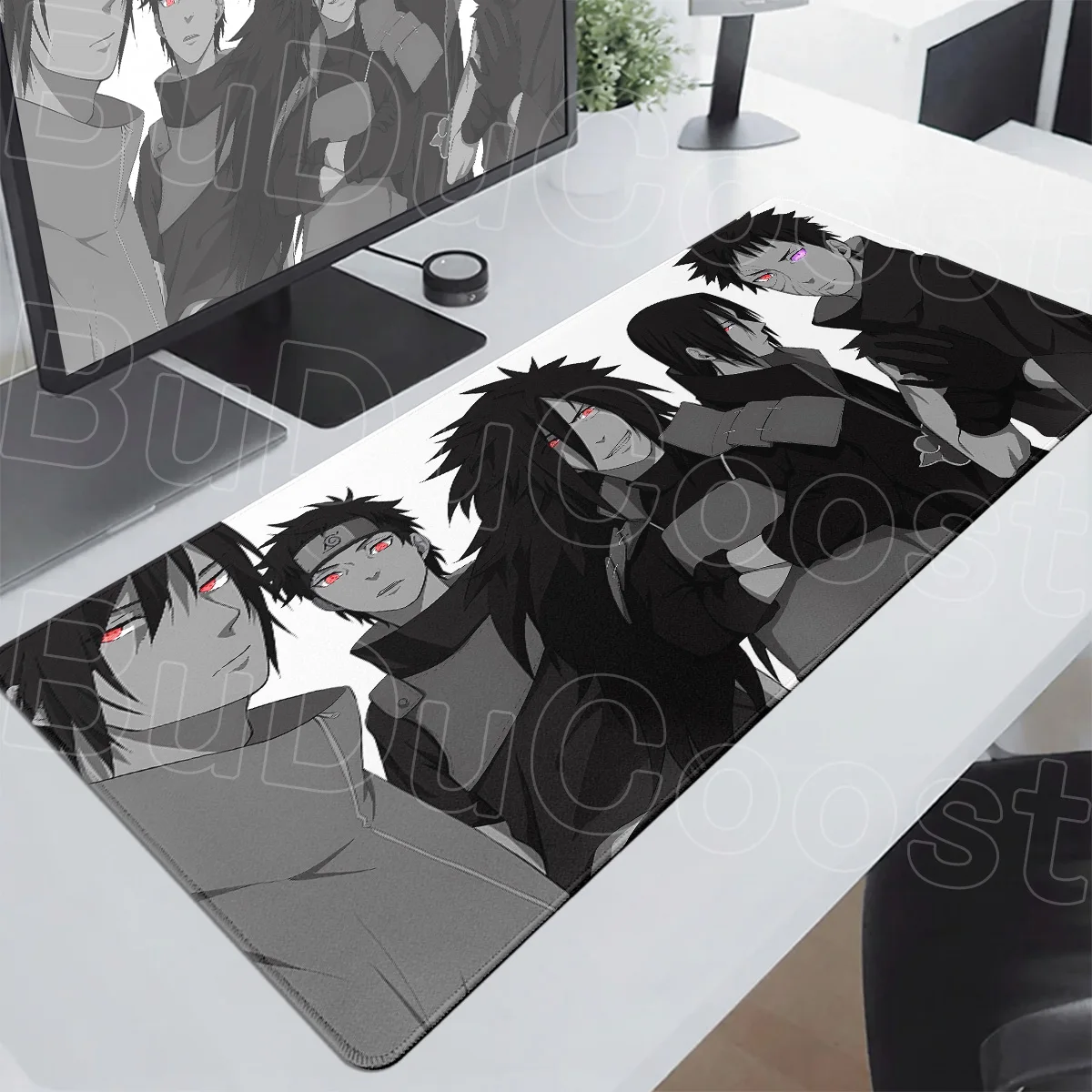 Gamer Keyboard Anime Table Mat Pc Office Gaming Accessories Naruto Uchiha Rubber Non-slip Mouse Pad XXL Laptops Lock Edge Carpet