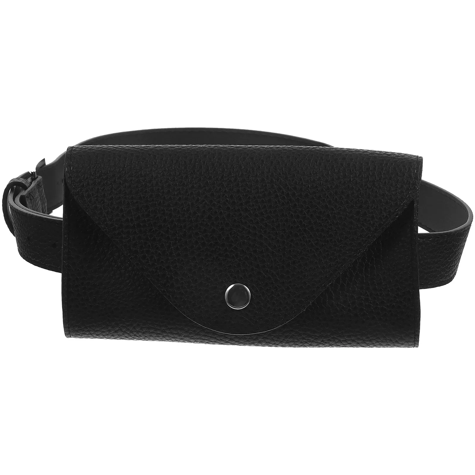 

Black PU Mini Belt Phone Bag Envelope Waist Pack for Women Small Convenient Mobile Pouch Case Running Holder Stylish Minimalist