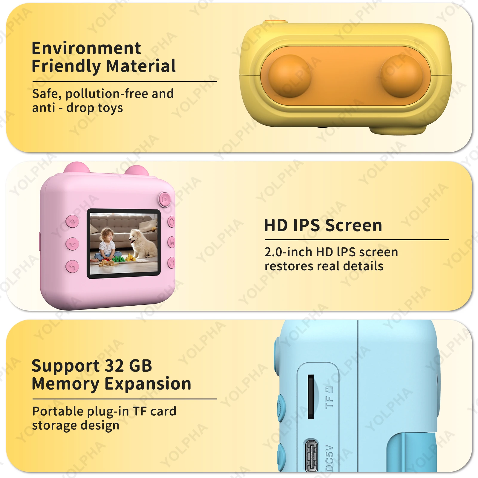 كاميرا أطفال طباعة فورية، كاميرا طباعة فورية عالية الدقة للأطفال، كاميرا رقمية لصور السيلفي للأطفال الأولاد والبنات هدايا ألعاب مثالية للأطفال #6