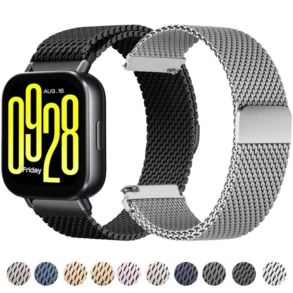 Bracelet en maille métallique en acier de 18 mm, 20 mm, 22 mm pour Redmi Watch 5 Lite/Active, bracelet magnétique pour Huawei Watch 5/GT6/5/4 41 mm 46 mm
