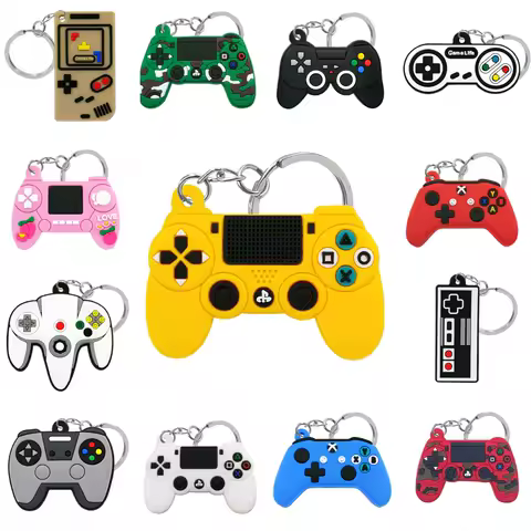 Game Machine Keychain &amp; Keyring Cute Gamepad Boy Joystick Key Chain PS4 Game Console Keychains Bag Car Hanging Ring Accessories