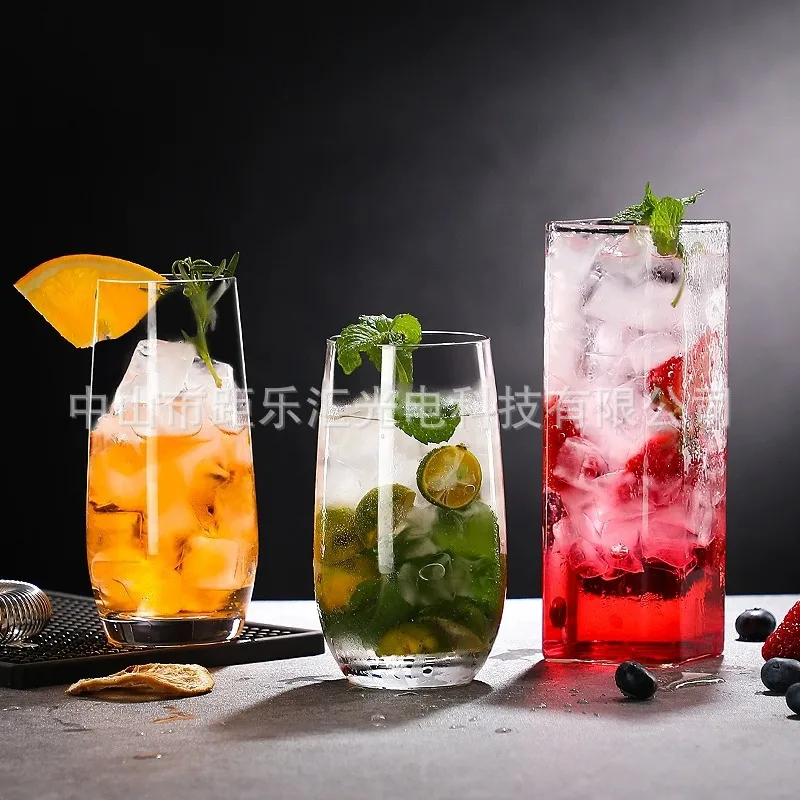 

Bar Long Drink Cocktail Glass Straight Colin Cup Drink Cup Mojito Creative Mixing Glass Printed Glass