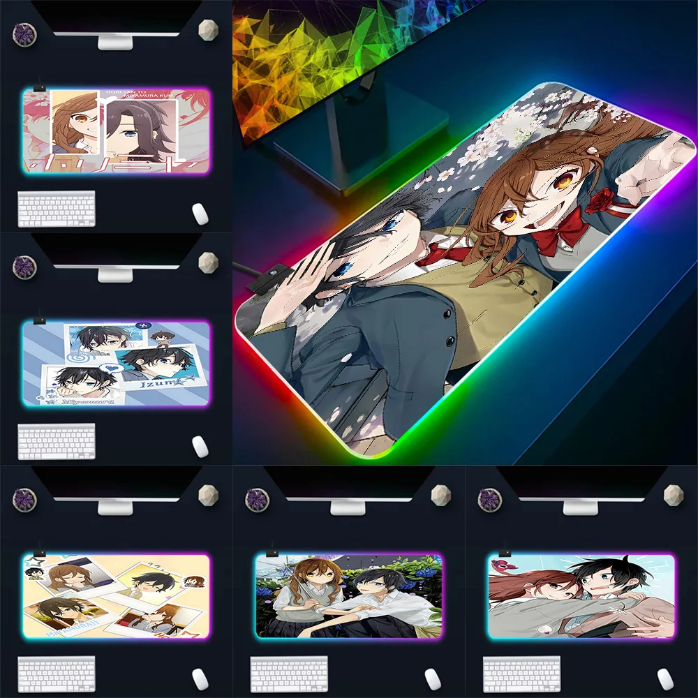 

Kawaii HorimiyaS Anime RGB Pc Gamer Keyboard Mouse Pad Mousepad LED Glowing Mouse Mats Rubber Gaming Computer Mausepad