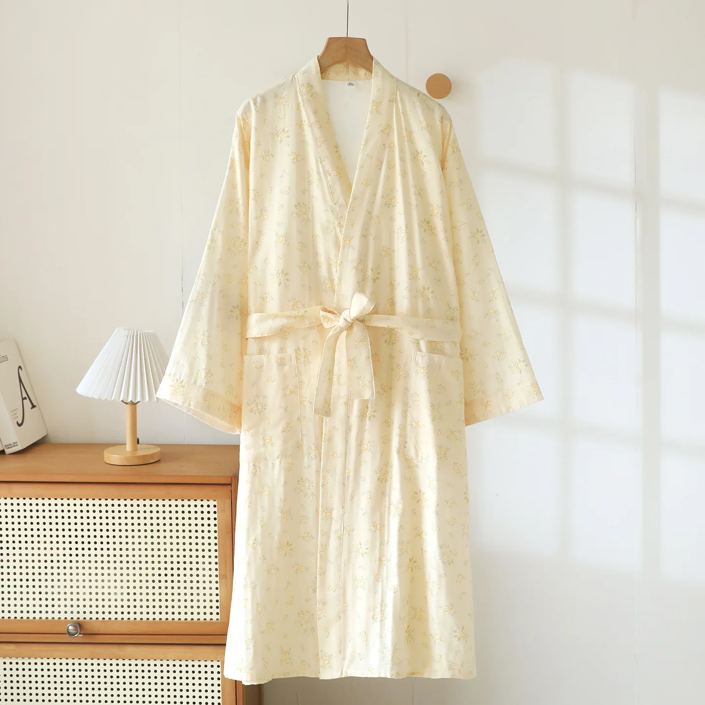 

2026 Japanese New Spring/Summer Women's Kimono Bathrobe 100% Cotton Nightgown jungle Thin Bathrobe Sweat Steamed Home Fur Ladies