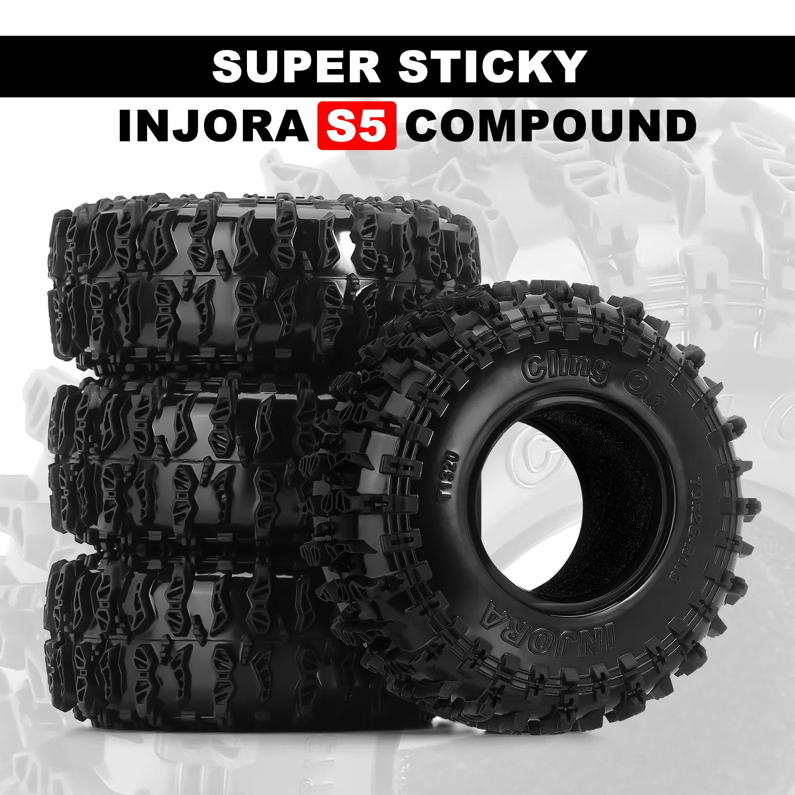 INJORA Pneus 1.3 S4 68x24mm Pour TRX4M SCX24 - Set De 4 Pour RC Crawler 1/18 1/24