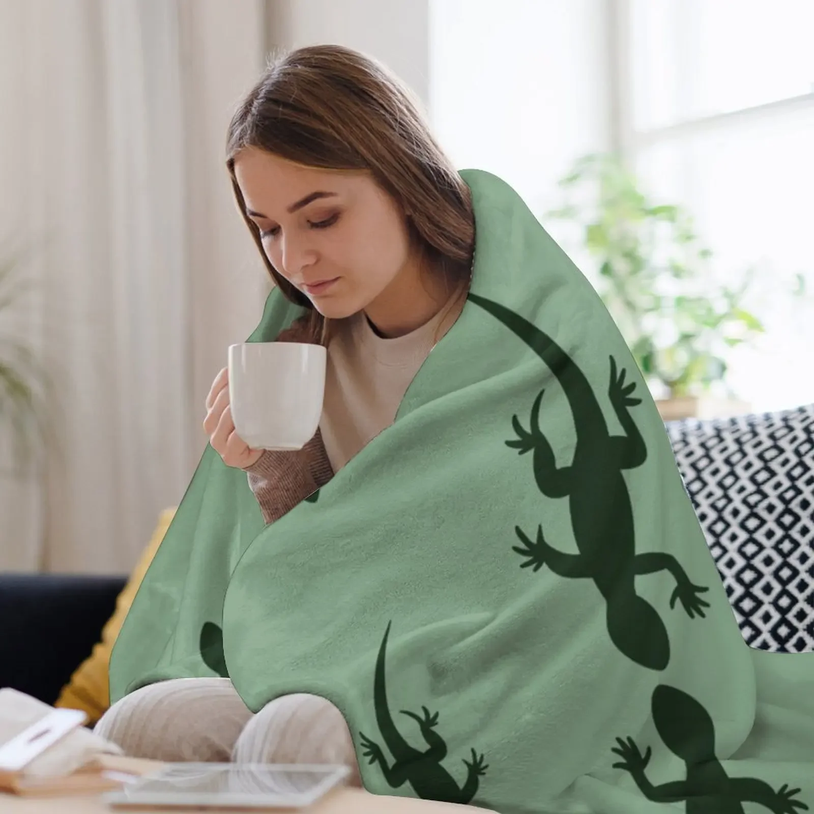 بطانية رمي بنمط السحلية، لحاف منقوش ناعم، سرير ناعم، حراري لبطانيات السفر