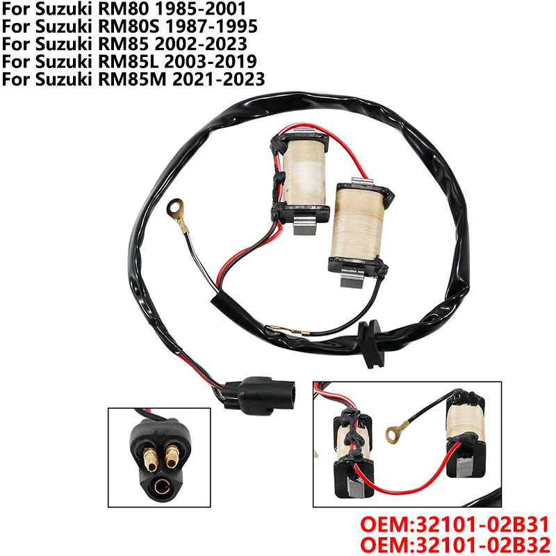 

Motorcycle Ignition Magneto Stator Coil For Suzuki RM80 RM80S RM85 RM85L RM85M OEM:32101-02B31 32101-02B32