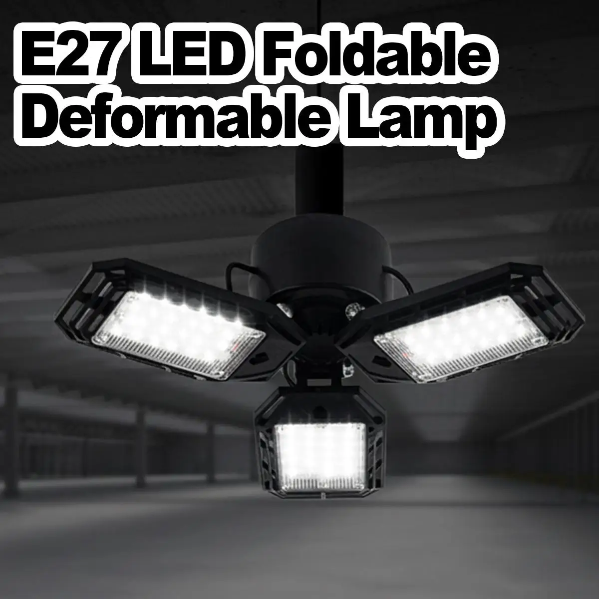 折りたたみ式ledガレージライト-3-4-5-6パネル-ファン型電球-e27-クールホワイト-ハイベイ倉庫ライト-ユーティリティルーム天井照明器具ランプ