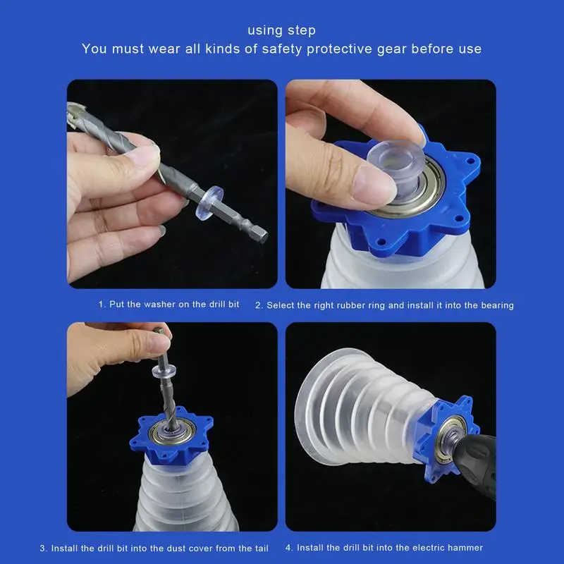 Colector de polvo de taladro, sierra perforadora de silicona, cuenco para polvo, accesorios retráctiles a prueba de polvo de 4,13 pulgadas, herramientas de mejora del hogar para electricidad