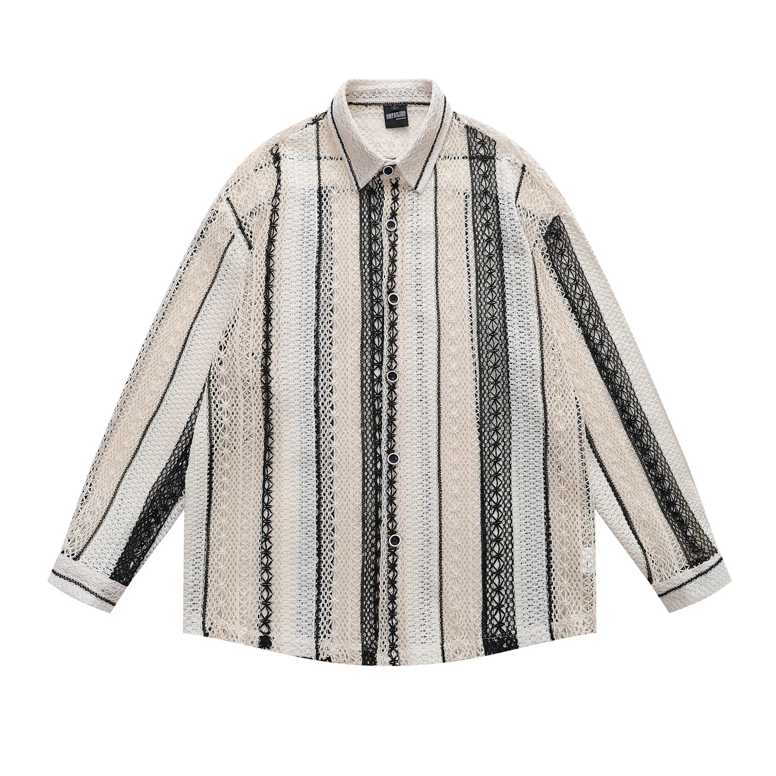 

2025 Autumn Ethnic Style Hollow Out Loose Casual Shirt For Men And Women High-Quality Chic Button Down Dress Shirts Streetwear