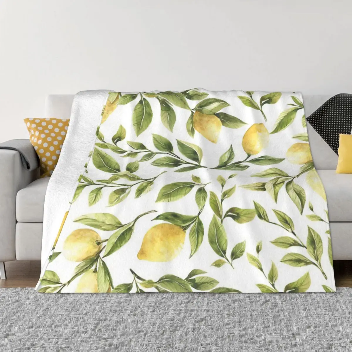 

Summer Yellow Lemon Citrus And Green Plush Bed Blanket Winter Blankets Thin Wadding Blanket Throw Blanket