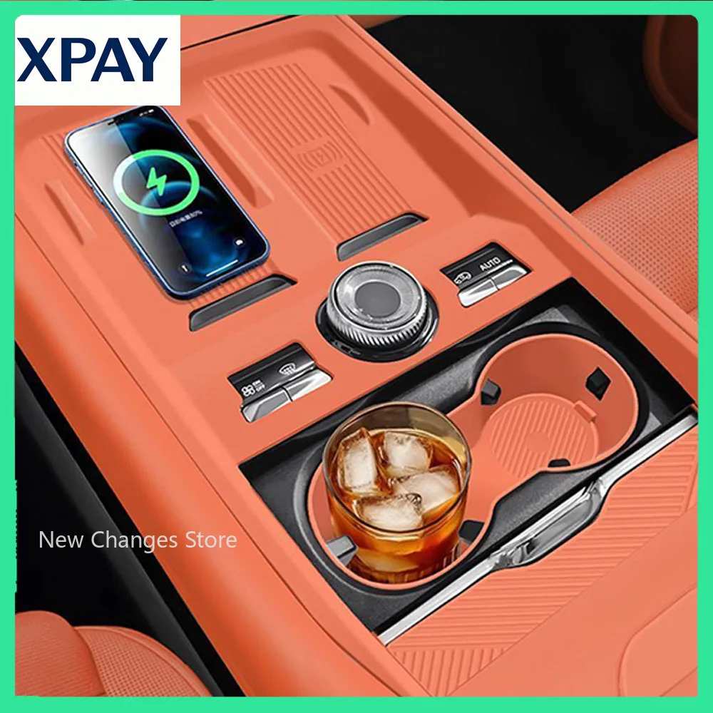 New Interior Car Central control Gear Shift Water Cup Panel silicone Wireless Charging pad For Lynk&Co 900 2025 2026 Accessories