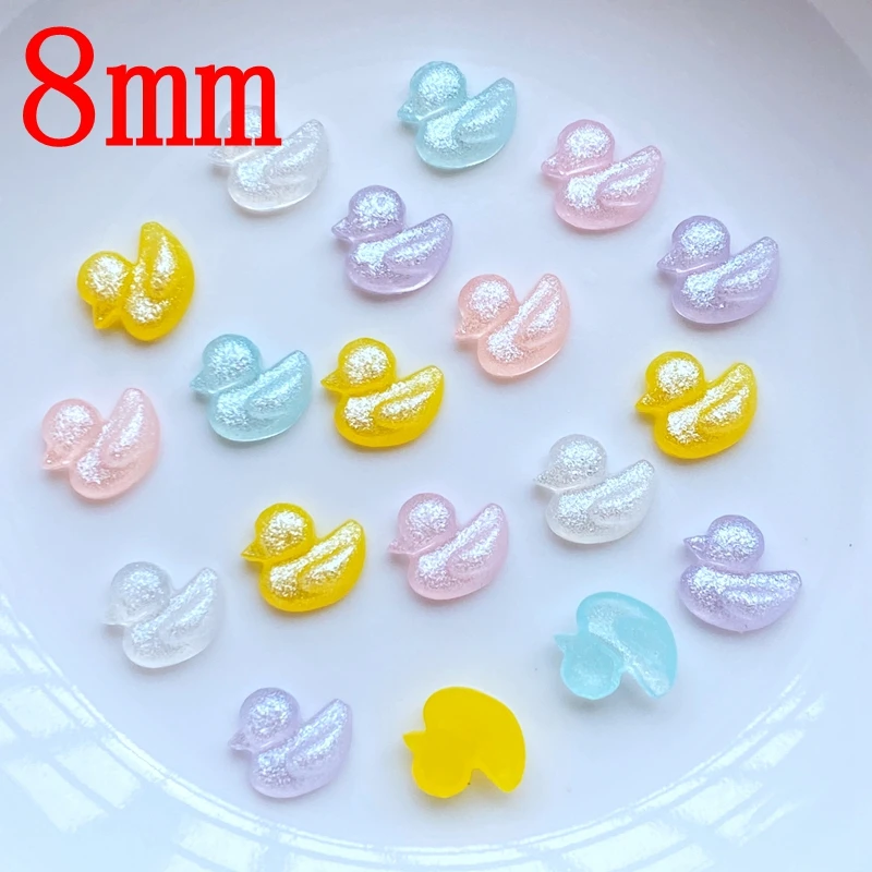 100Pcs New Cute 8mm Resin Mini Pearl Powder Duckling Flat Back Cabochon Scrapbook Kawaii DIY Embellishments Accessories