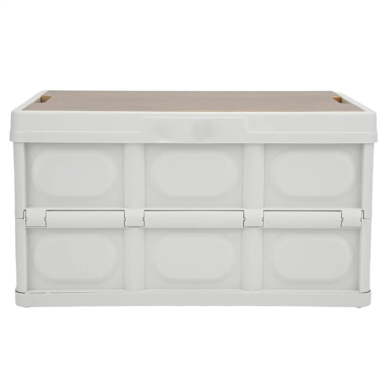 

30L for outdoor Multifunctional Folding Storage Box Removable Portable Storage Container with Wooden Top for outdoor Use White
