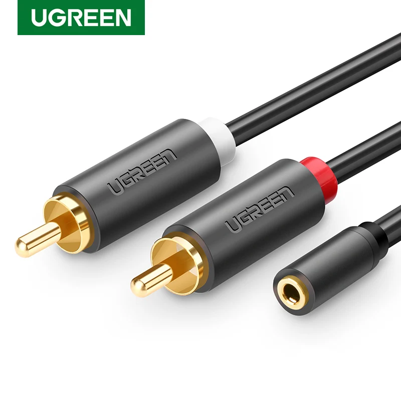 UGREEN RCA 케이블 수-암 3.5mm 잭 어댑터, 오디오 케이블 Aux 케이블, 아이폰 에디퍼 홈 시어터 DVD VCD 헤드폰용, 2 RCA