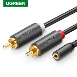 UGREEN RCA Cable 2 RCA Male to Female 3.5mm Jack Adapter Audio Cable Aux Cable for iPhone Edifer Home Theater DVD VCD Headphones