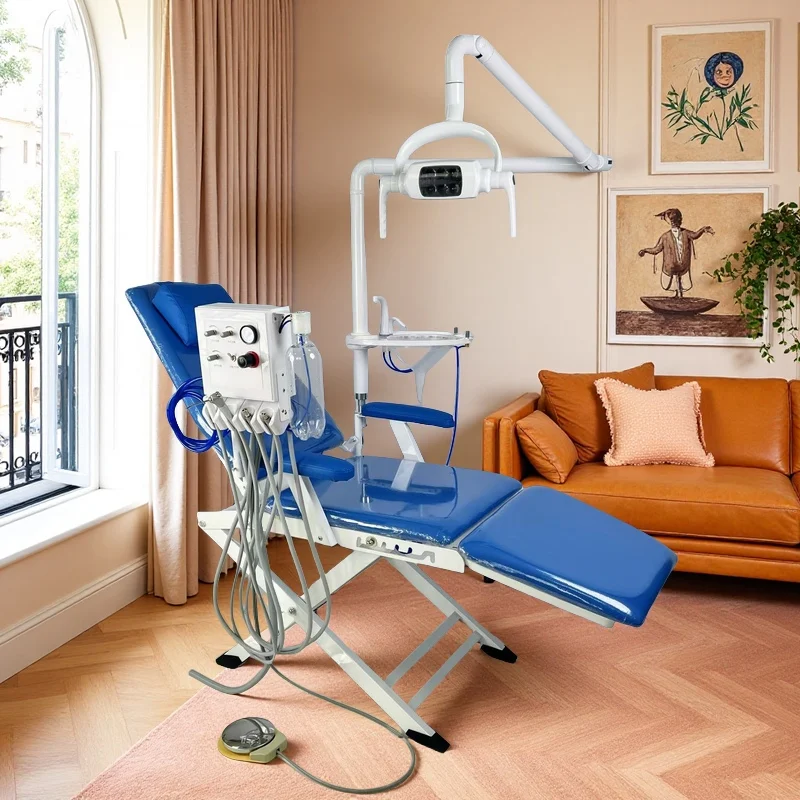 Light Chair Free Clinic Portable Simple Dental Chair Work Desk Folding Chair with Light Strip Spittoon