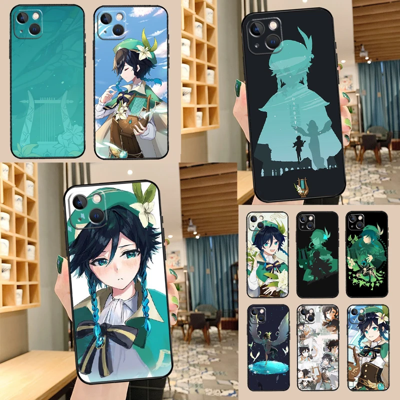جراب هاتف Genshin Impact Venti لهاتف iPhone 16 Pro Max 15 14 13 11 12 Pro Max mini XR 15 16 Plus 16e غطاء Coque
