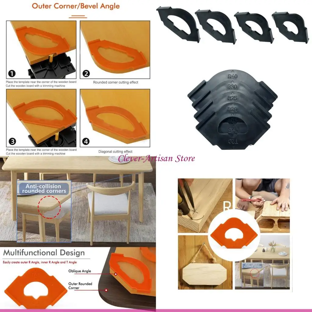 

E06B 4Pieces Radius Corner Guides Positioner for Efficient Woodwork Edges Finishing
