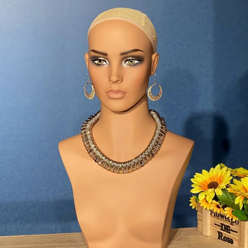 PVC Female Mannequin Head with Bust Display For Wigs Hat and Jewelry New Makeup Head (Only Mannequin Head)