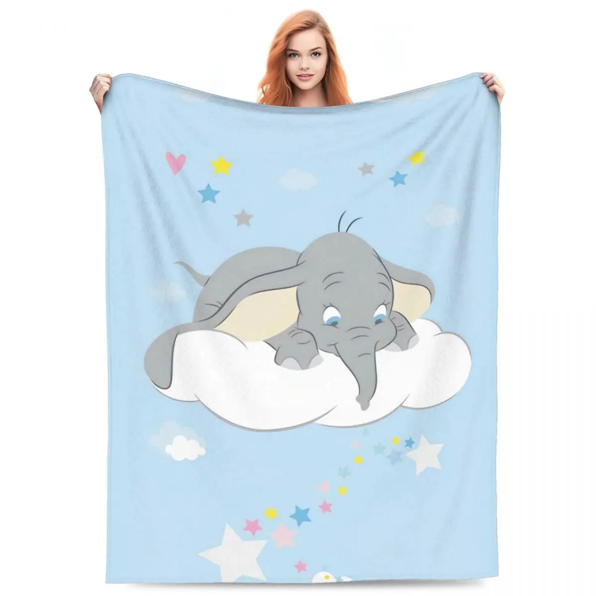 Mantas de felpa de dibujos animados MINISO Dumbo para niñas y niños, manta de franela para decoración del hogar, colcha de calidad personalizada cálida, regalo