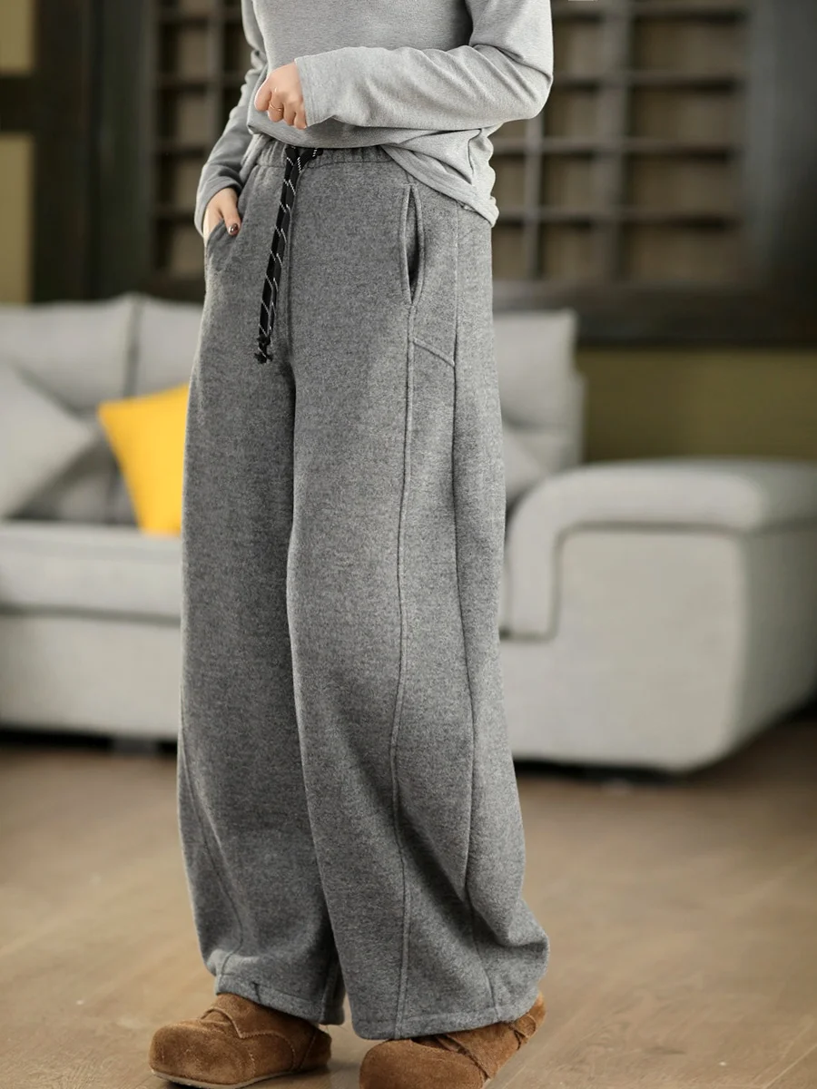 

Утепленные зимние повседневные брюки Thiened Fce для женщин, с эластичным поясом, в клетку, утягивающие, шерстяные, теплые и комфортные