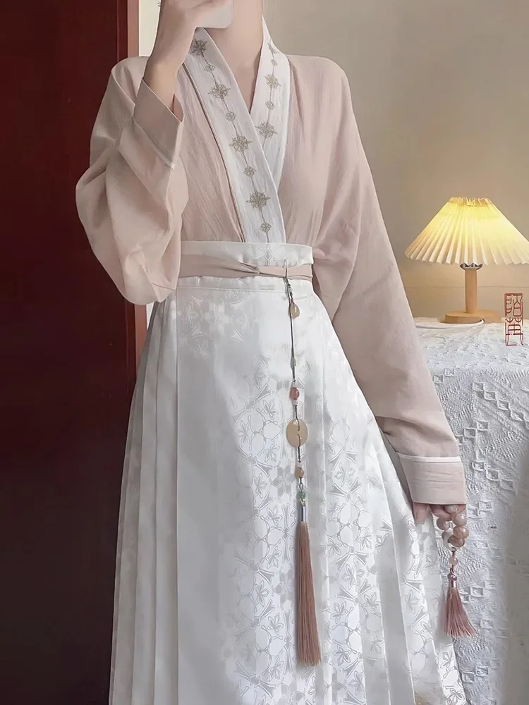 개량 성인 명나라 코스튬, 중국 스타일 한푸 용수철, 고급 말 얼굴 스커트, 여성 코스튬, 여름 신상