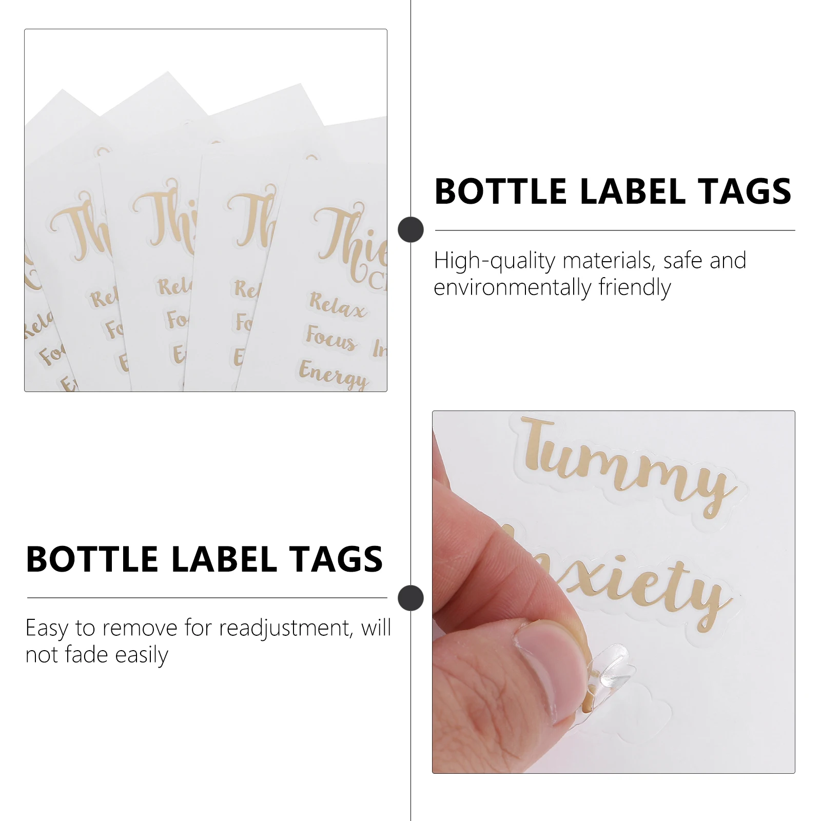 

Essential Oil Bottle Stickers 6 Sheets PVC Self Adhesive Labels for Aromatherapy Food Jars Storage Containers Perfume Bottles