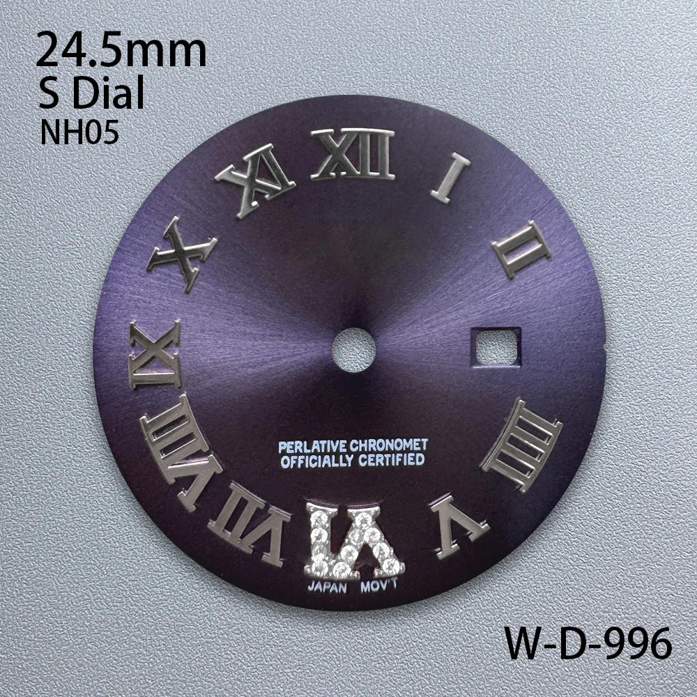 24.5mm S Logo Rome Dial Fit NH05 Japanese Movement Diamond High-Quality Sunburst Dial Watch Modified Accessories