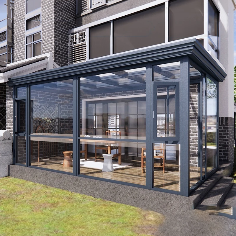 High Quality Free Standing Glass Sunrooms Glass Houses for Fairy Garden Villa in Outdoor Courtyard Backyard sunroom